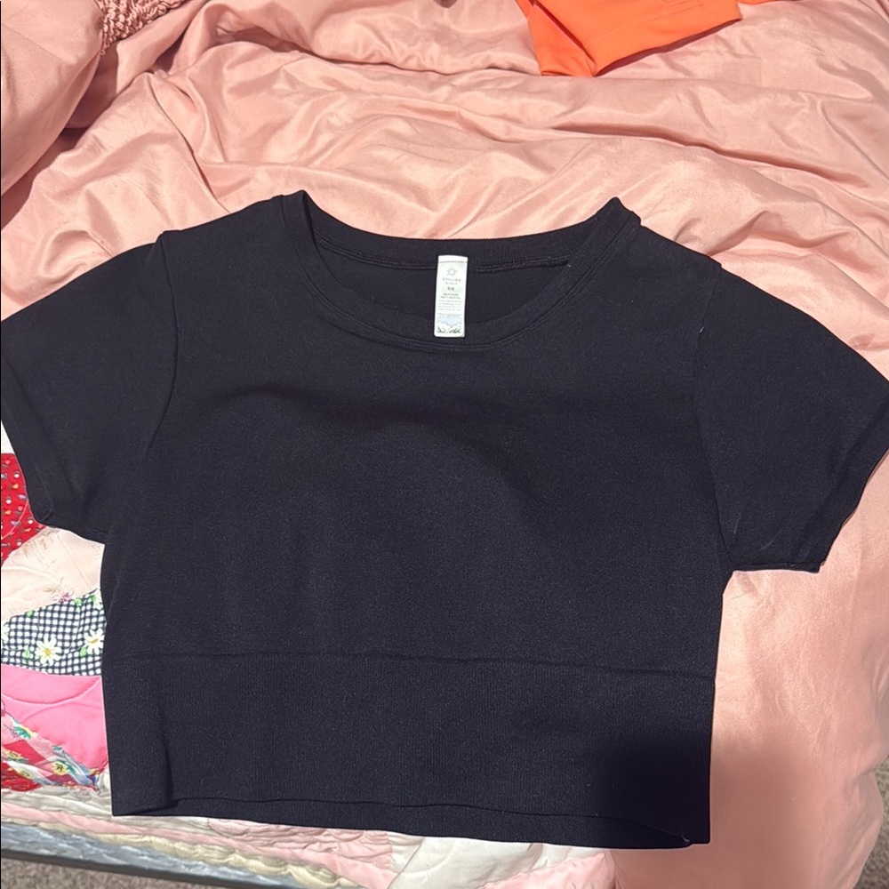 Black Fitted Crop T-Shirt